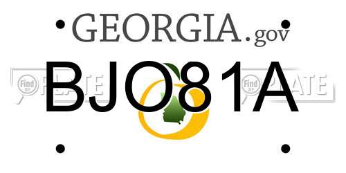 BJO81A Georgia License Plate