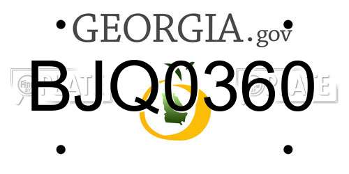 BJQ0360 Georgia License Plate