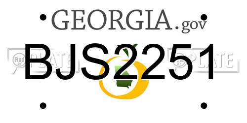 BJS2251 Georgia License Plate