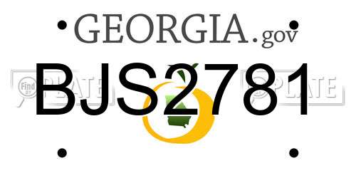 BJS2781 Georgia License Plate
