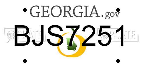 BJS7251 Georgia License Plate