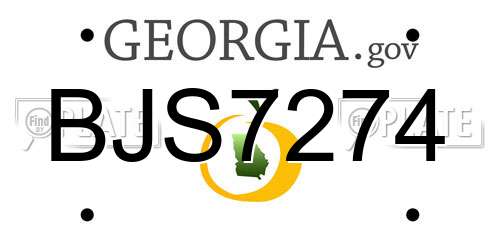 BJS7274 Georgia License Plate