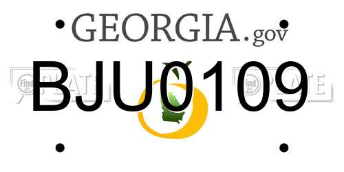 BJU0109 Georgia License Plate