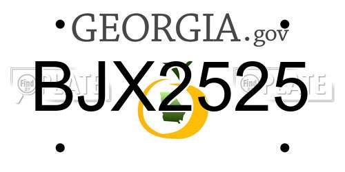 BJX2525 Georgia License Plate