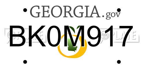 BK0M917 Georgia License Plate