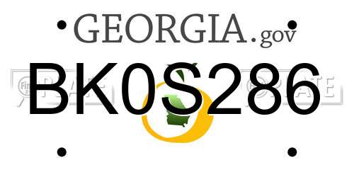 BK0S286 Georgia License Plate