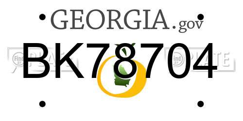 BK78704 Georgia License Plate