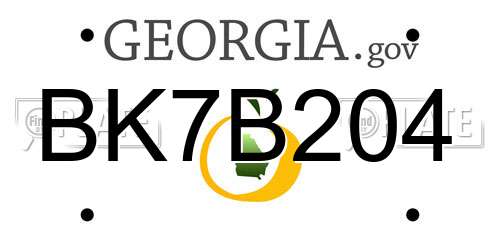 BK7B204 Georgia License Plate