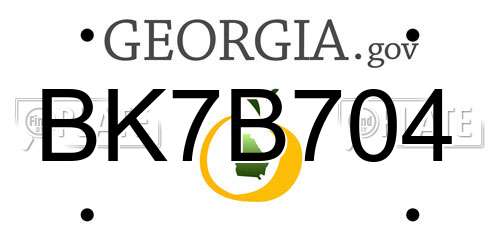 BK7B704 Georgia License Plate