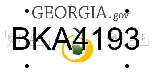 BKA4193 Georgia License Plate