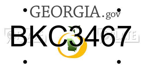 BKC3467 Georgia License Plate