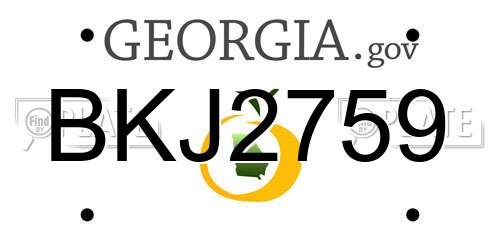 BKJ2759 Georgia License Plate