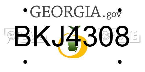 BKJ4308 Georgia License Plate