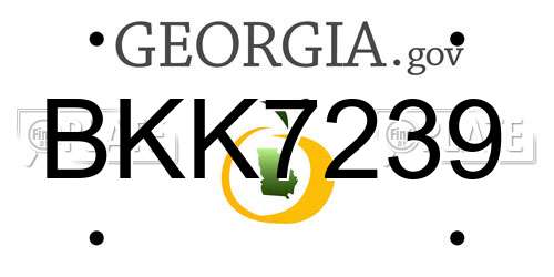 BKK7239 Georgia License Plate