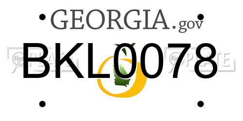 BKL0078 Georgia License Plate