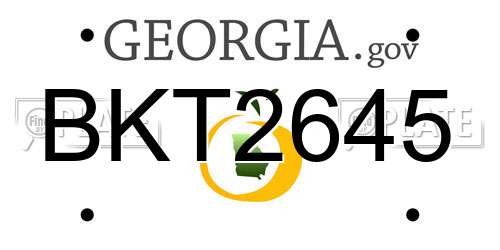 BKT2645 Georgia License Plate