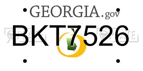 BKT7526 Georgia License Plate