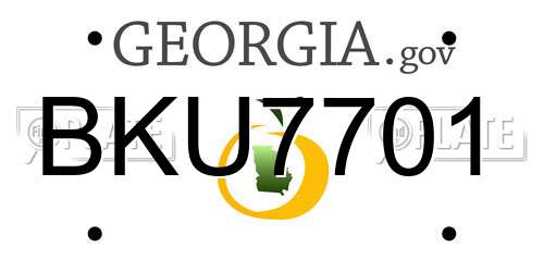 BKU7701 Georgia License Plate