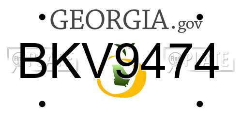 BKV9474 Georgia License Plate