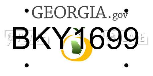 BKY1699 Georgia License Plate