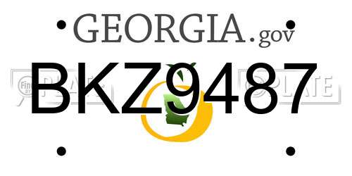 BKZ9487 Georgia License Plate