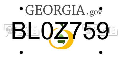 BL0Z759 Georgia License Plate