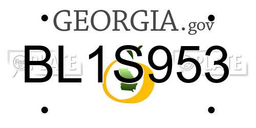 BL1S953 Georgia License Plate