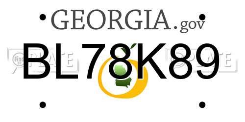 BL78K89 Georgia License Plate