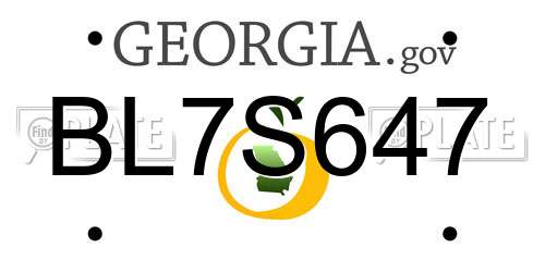 BL7S647 Georgia License Plate