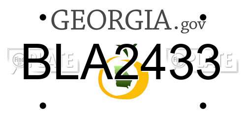 BLA2433 Georgia License Plate