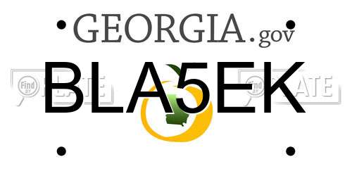 BLA5EK Georgia License Plate
