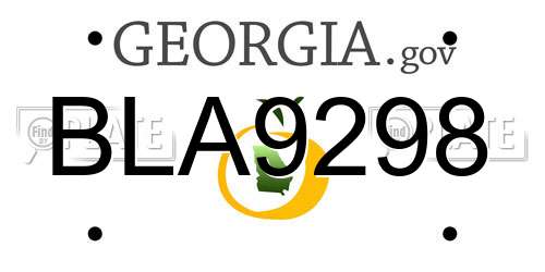 BLA9298 Georgia License Plate