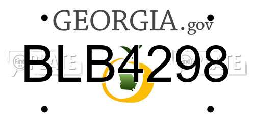 BLB4298 Georgia License Plate