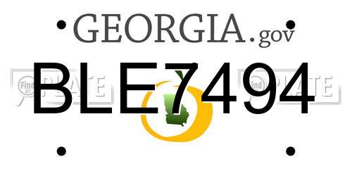 BLE7494 Georgia License Plate