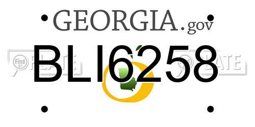 BLI6258 Georgia License Plate