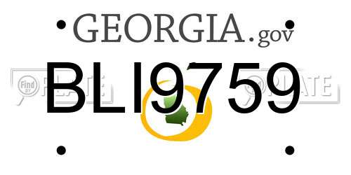 BLI9759 Georgia License Plate
