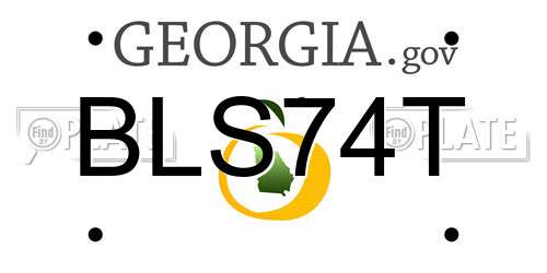 BLS74T Georgia License Plate