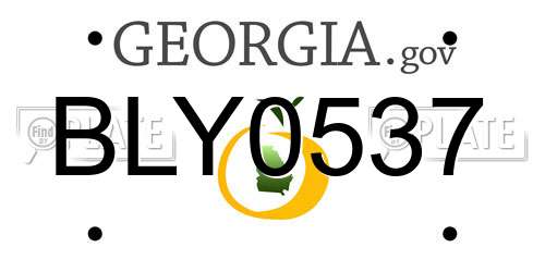 BLY0537 Georgia License Plate