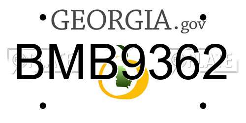 BMB9362 Georgia License Plate