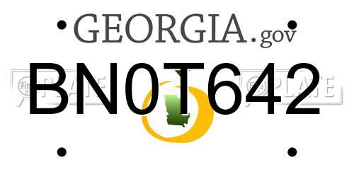 BN0T642 Georgia License Plate