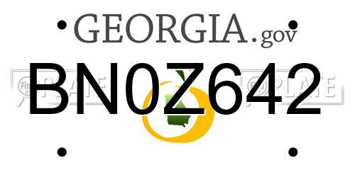 BN0Z642 Georgia License Plate