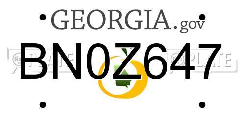 BN0Z647 Georgia License Plate