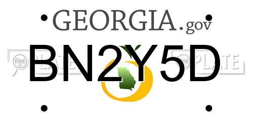 BN2Y5D Georgia License Plate