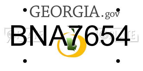 BNA7654 Georgia License Plate