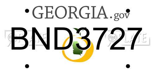 BND3727 Georgia License Plate