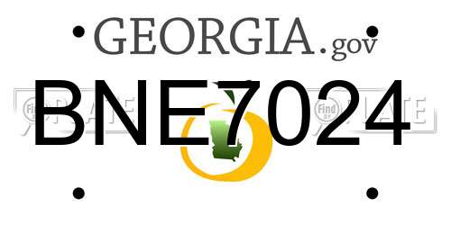 BNE7024 Georgia License Plate