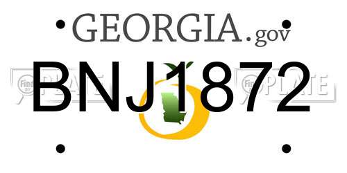 BNJ1872 Georgia License Plate