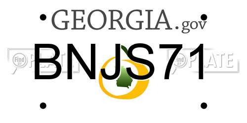 BNJS71 Georgia License Plate