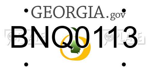 BNQ0113 Georgia License Plate