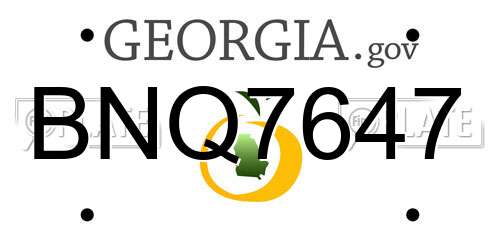 BNQ7647 Georgia License Plate